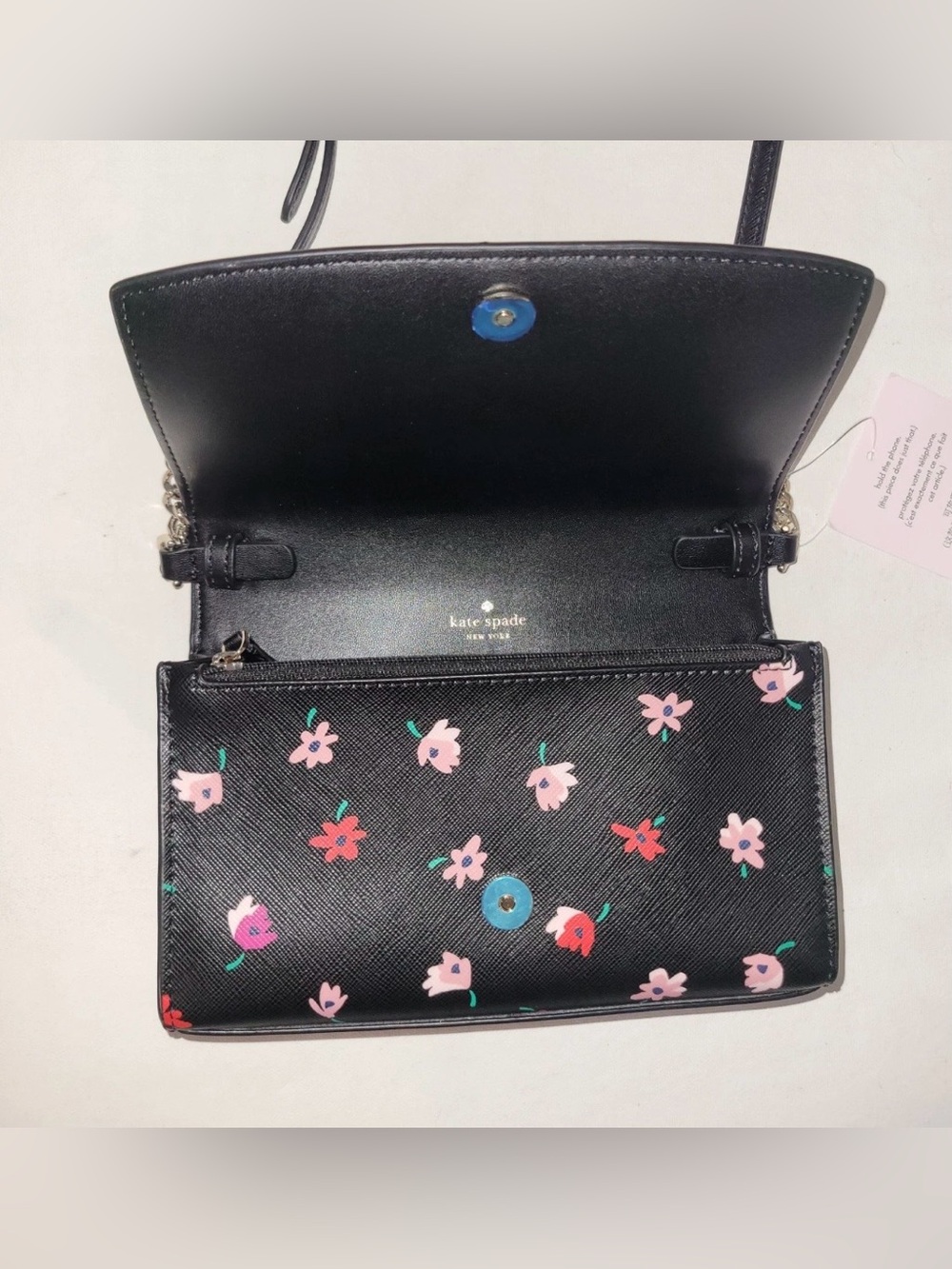 Kate Spade Staci Ditsy Buds Crossbody Bag Built-In Wallet Black Floral WLR00607 - Picture 10 of 16